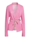 120% Lino Woman Cardigan Pink Size Xl Linen