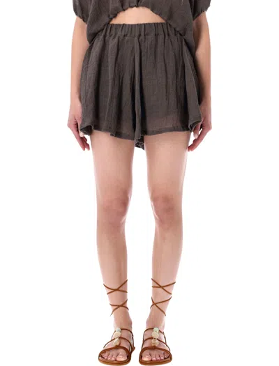 120% Lino Women's Linen Blend Mini Shorts In Fumo