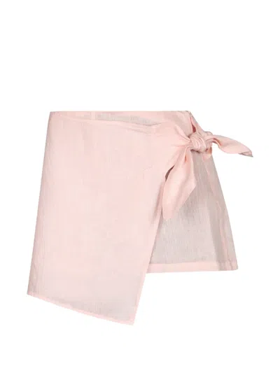 120% Lino Wrap-style Tie-fastening Shorts In Multi