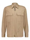 120% Lino Zip-up Cotton Overshirt In Neutral
