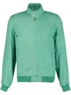 120% Lino Zip-up Linen Bomber Jacket In Green