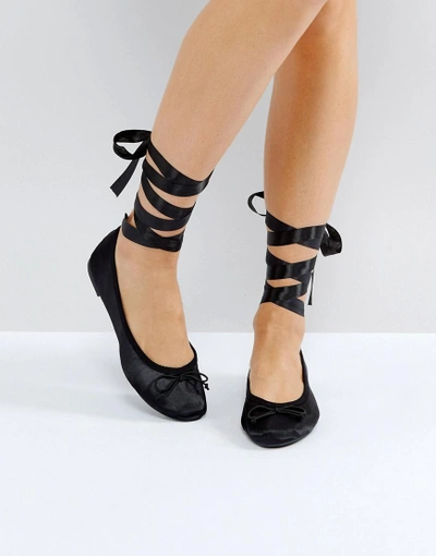 Vero Moda Tie Up Ballerina Pumps-black