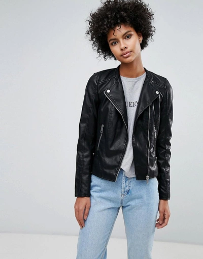 Uitdrukkelijk Aanhoudend mode Vero Moda Faux Leather Biker Jacket-black | ModeSens