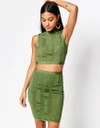 WOW COUTURE WOW COUTURE STRIPE CROP AND SKIRT SET - GREEN,K4653
