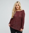 JUNAROSE SEQUIN KNITTTED SWEATER - RED,21006968