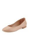 Chloé Chloe Lauren Scalloped Leather Ballerina Flat In Pink Tea