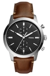 FOSSIL TOWNSMAN CHRONOGRAPH LEATHER STRAP WATCH, 44MM,FS5280