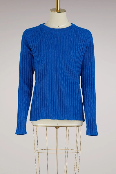 Ami Alexandre Mattiussi Ribbed Sweater In Bleu Roi