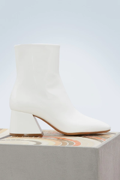Maison Margiela Patent Leather Ankle Boots In White