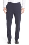 Hart Schaffner Marx Flat Front Solid Stretch Wool Trousers In Navy Solid