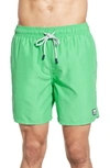 Tom & Teddy Solid Swim Trunks In Green Apple