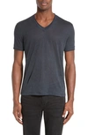 JOHN VARVATOS LINEN SLIM FIT V-NECK T-SHIRT,K736N4-QL6