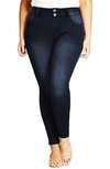 City Chic Trendy Plus Size Asha Skinny Jeans In Dark Denim