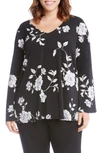 KAREN KANE PRINT FLARE SLEEVE TOP,4L19571W