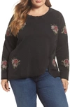 LUCKY BRAND EMBROIDERED DISTRESSED SWEATSHIRT,7Q72526