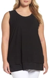TWO BY VINCE CAMUTO VINCE CAMUTO MIXED MEDIA SLEEVELESS TOP,9499681
