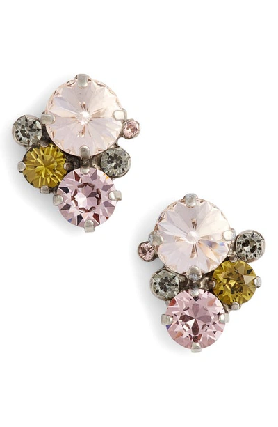 Sorrelli Army Girl Crystal Stud Earrings In Pink