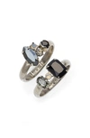 Sorrelli Double Up Two-piece Stackable Ring Set In Black