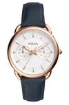 FOSSIL TAILOR MULTIFUNCTION LEATHER STRAP WATCH, 35MM,ES4260