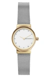 Skagen Women's Freja Stainless Steel Mesh Bracelet Watch 26mm In Silver/ White/ Gold