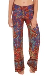 In Bloom By Jonquil Mosaic Print Pants In Pomegranate/ Royal Blue