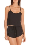 In Bloom By Jonquil Byzantine Washed Satin Short Pajamas In Black