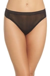 On Gossamer Mesh High-cut Briefs In Black