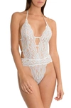 In Bloom By Jonquil La Belle Lace Teddy In Ivory/ Blue