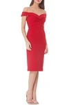 JS COLLECTIONS RUCHED OFF THE SHOULDER SHEATH DRESS,866174
