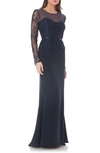 JS COLLECTIONS EMBELLISHED CREPE MERMAID GOWN,866271