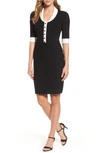 ANNE KLEIN SHAWL COLLAR KNIT SHEATH DRESS,10638242