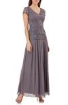 Js Collections Soutache Applique Gown In Slate