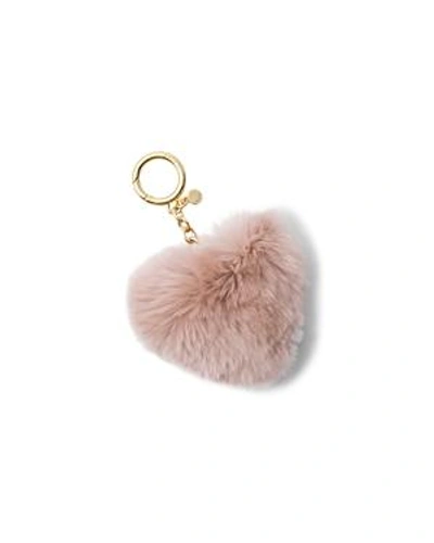 Michael Michael Kors Heart Rabbit Fur Pom-pom Key Fob In Soft Pink/gold