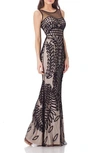 Js Collections Mesh Mermaid Gown In Black
