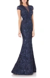 CARMEN MARC VALVO INFUSION EMBELLISHED SOUTACHE MERMAID GOWN,661649