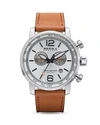 BRERA OROLOGI DINAMICO STAINLESS STEEL WATCH WITH LIGHT BROWN LEATHER STRAP, 44MM,BRDIC4402