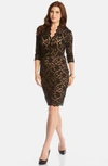 Karen Kane Scalloped Lace Sheath Dress In Black/ Nude
