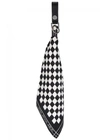 Amiri Silk Checkerboard Bandana Keyring In Black And White