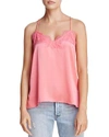 CAMI NYC LACE-TRIMMED SILK RACERBACK TOP,RACER CHARMEUSE