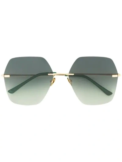 Spektre Hexagon Frame Sunglasses In Gold Gradient Green