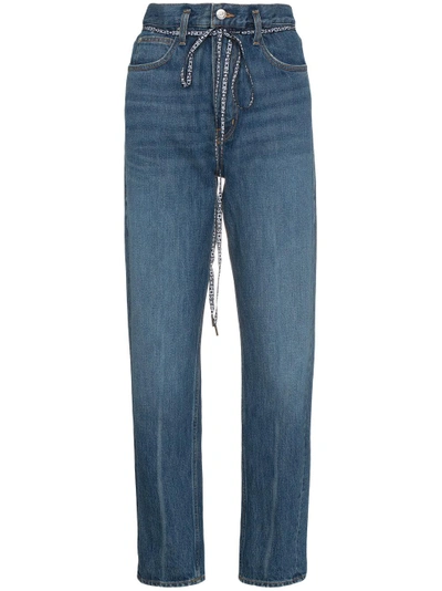 Proenza Schouler Pswl Cuffed Straight Leg Jeans In Green