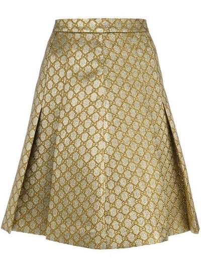 Gucci Gg Lurex Pleated Skirt In Gold