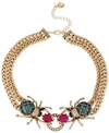 BETSEY JOHNSON GOLD-TONE SPIDER FRONTAL NECKLACE