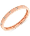 Guess Rose Gold-tone Hinge Bracelet With Clear Stones In Rose Gold