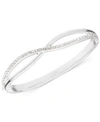 Anne Klein Crystal Crisscross Bangle Bracelet, Created For Macy's In Silver