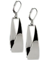 Anne Klein Twisted Metallic Drop Hoop Earrings In Silver