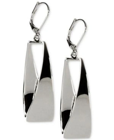 ANNE KLEIN TWISTED METALLIC DROP HOOP EARRINGS