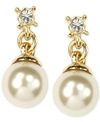 Anne Klein Gold-tone Imitation Pearl Drop Earrings In Gold