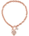 Guess Logo Link Pendant Necklace In Rose Gold