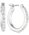 Anne Klein Silver-tone Crystal Small 1/2" Hoop Earrings In Silver